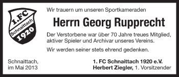 Traueranzeige von Georg Rupprecht von Pegnitz-Zeitung